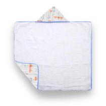Toalhão De Banho Premium Bebe Menino C/ Capuz Estampado 1,05M X 85Cm Azul