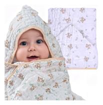 Toalhão De Banho Tecido Soft Luxo Fralda Bebê 1,05M Ursinhos