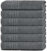 Toalhas brancas clássicas Wealuxe Grey, pacote com 6, 100% algodão, 55x110cm