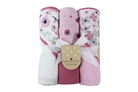 Toalhas com capuz Cudlie Buttons & Stitches Baby Girl, pacote com 3 Toalhas com capuz Cudlie Buttons & Stitches Baby Girl, pacote com 3