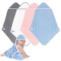 Toalhas com capuz para bebês UNIMADE, pacote com 4, lã de coral macio, 76x76 cm Toalhas com capuz para bebês UNIMADE, pacote com 4, lã de coral macio, 76x76 cm