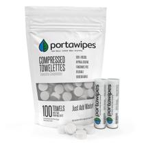 Toalhas comprimidas Portawipes, pacote de 100 com 2 estojos Toalhas comprimidas Portawipes, pacote de 100 com 2 estojos