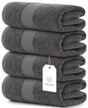 Toalhas de banho brancas, clássicas, luxuosas, 100% algodão, 700 g/m2, conjunto de 4