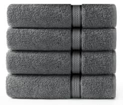 Toalhas de banho Cotton Craft Ultra Soft 100% algodão, pacote com 4 unidades de carvão vegetal