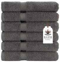 Toalhas de banho HERCULEAN Premium 60x120cm, pacote de 6, cinza claro