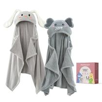 Toalhas de banho para bebês Momcozy com capuz Visualize a etiqueta de saúde Toalha de lã coral macia e absorvente para conforto e aquecimento Presente essencial de banho ou de banho para recém-nascidos, bebês e crianças pequenas (grandes, 28 x 55 polegadas)