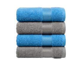 Toalhas de Banho Teka Kit com 4 Algodão 130x70cm Dry Alice Cinza e Azul 360g