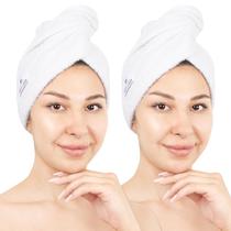 Toalhas de cabelo American Soft Linen 100% algodão, pacote com 2 unidades, brancas