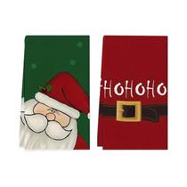 Toalhas De Cozinha Festivas Do Papai Noel Em Pacote Com 2 Peças, Absorventes, De Microfibra, Estilo
