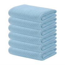Toalhas de cozinha Kitinjoy Waffle Weave 100% algodão, pacote com 6 unidades, azul celeste
