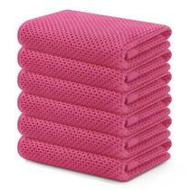 Toalhas de cozinha Kitinjoy Waffle Weave 100% algodão, pacote com 6 unidades, rosa choque