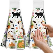 Toalhas de cozinha penduradas CUTHOLLOW Colorful Funny Cats, conjunto de 2