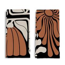 Toalhas de cozinha Qpenm preto e branco florais 100% algodão