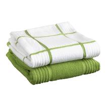 Toalhas de cozinha T-Fal Textiles Parquet, pacote com 2 unidades, algodão verde