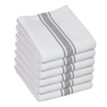 Toalhas de cozinha WHITEWRAP 100% algodão fiado em anel, pacote com 6