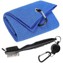 Toalhas de golfe Aebor Microfiber Waffle Pattern, triplo, azul