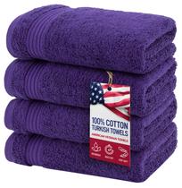 Toalhas de mão American Veteran Towel 100% algodão, conjunto de 4 roxas