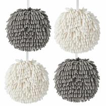 Toalhas de mão Askind Chenille, esponja absorvente, pacote com 4 unidades, cinza+branco