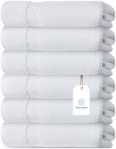 Toalhas de mão brancas, clássicas, luxuosas, macias, algodão egípcio x6 Toalhas de mão brancas, clássicas, luxuosas, macias, algodão egípcio x6