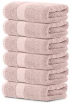 Toalhas de mão brancas, clássico, luxuoso, hotel de algodão, pacote com 6 unidades, rosa Toalhas de mão brancas, clássico, luxuoso, hotel de algodão, pacote com 6 unidades, rosa