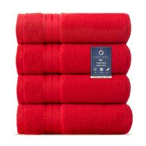 Toalhas de mão COZYART vermelhas 100% algodão turco 4 peças 650 g/m2 Toalhas de mão COZYART vermelhas 100% algodão turco 4 peças 650 g/m2