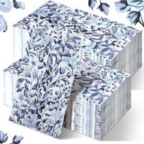Toalhas de mão de papel descartáveis Karenhi 200 unidades azuis florais Toalhas de mão de papel descartáveis Karenhi 200 unidades azuis florais