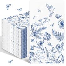 Toalhas de mão descartáveis IANFEPH Blue Floral 3 Ply 100 unidades