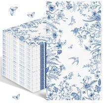 Toalhas de mão descartáveis IANFEPH Blue Floral de 3 camadas (100 unidades)