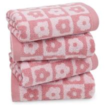 Toalhas de mão Jacquotha Cotton Rosa Xadrez Floral x4