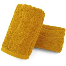 Toalhas de mão Jacquotha Wavy, algodão listrado, conjunto de 2 mostardas Toalhas de mão Jacquotha Wavy, algodão listrado, conjunto de 2 mostardas