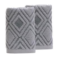 Toalhas de mão Pidada Diamond Pattern 100% algodão, conjunto de 2, cinza