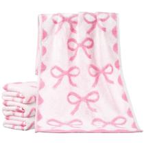 Toalhas de mão Smooth Novelty Bow 100% algodão 29 x 13 cm rosa 4 peças Toalhas de mão Smooth Novelty Bow 100% algodão 29 x 13 cm rosa 4 peças