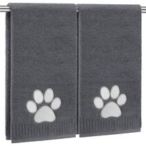 Toalhas de mão SmoothNovelty Dog Paw cinza escuro 100% algodão x2 Toalhas de mão SmoothNovelty Dog Paw cinza escuro 100% algodão x2