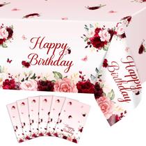 Toalhas de mesa Avezano Burgundy Birthday 6 peças 274x137cm descartáveis Toalhas de mesa Avezano Burgundy Birthday 6 peças 274x137cm descartáveis