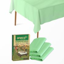 Toalhas de mesa compostáveis ANECO para mesas retangulares verdes de 3 quilates