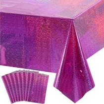 Toalhas de Mesa de Plástico com Iridescencia a Laser - Pacote com 8 (137 x 274cm) - Rosa/Roxo