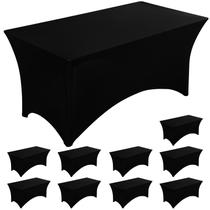 Toalhas de mesa Fixwal, pacote com 10, elastano preto para retângulo de 8 pés