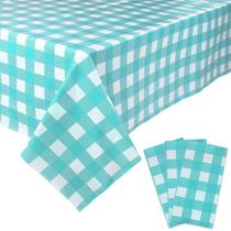 Toalhas de mesa Kesfey Aqua and White Xadrez 137 x 274 cm 3 unidades