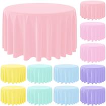 Toalhas de mesa MASHAN, plástico, redondas, cor pastel, 84 polegadas, 12 unidades