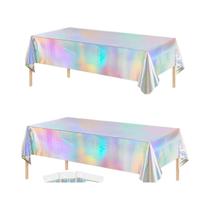 Toalhas De Mesa Plásticas Descartáveis Com Gradiente Arco-Íris E Efeito Laser Para Decoração De Toalhas De Mesa Plásticas Descartáveis Com Gradiente Arco-Íris E Efeito Laser Para Decoração De
