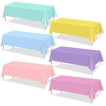 Toalhas de mesa QUERICKY Pastel Rainbow descartáveis, pacote com 6, 220x130cm