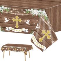 Toalhas de mesa Tevxj God Bless Baptism 3 peças de plástico 137x274cm
