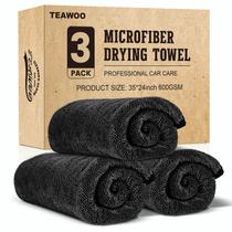 Toalhas de microfibra TEAWOO para carros, pacote com 3, 24x35cm, absorventes