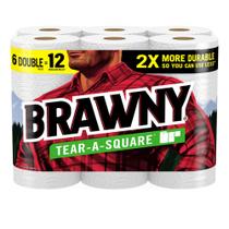 Toalhas de papel Brawny Tear-A-Square 6 rolos duplos = 12 regulares
