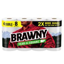 Toalhas de papel Brawny Tear-A-Square de 3 camadas e 4 rolos duplos
