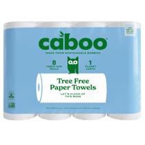 Toalhas de papel Caboo Tree Free 8 rolos e 2 camadas de fibra de bambu