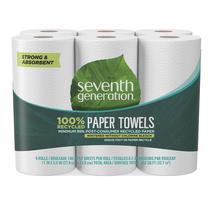 Toalhas de papel de sétima geração 100% recicladas, 2 camadas e 6 rolos