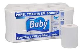 Toalhas De Papel Em Bobina 20X200M Com 6 Rolos- Baby