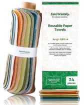 Toalhas de papel reutilizáveis ZeroWastely Value Pack 24 100% algodão Toalhas de papel reutilizáveis ZeroWastely Value Pack 24 100% algodão