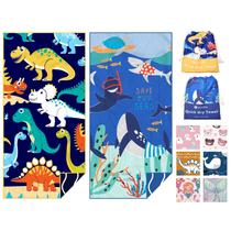 Toalhas de praia de microfibra Eunzel para crianças 60"x30" Dino & Sea